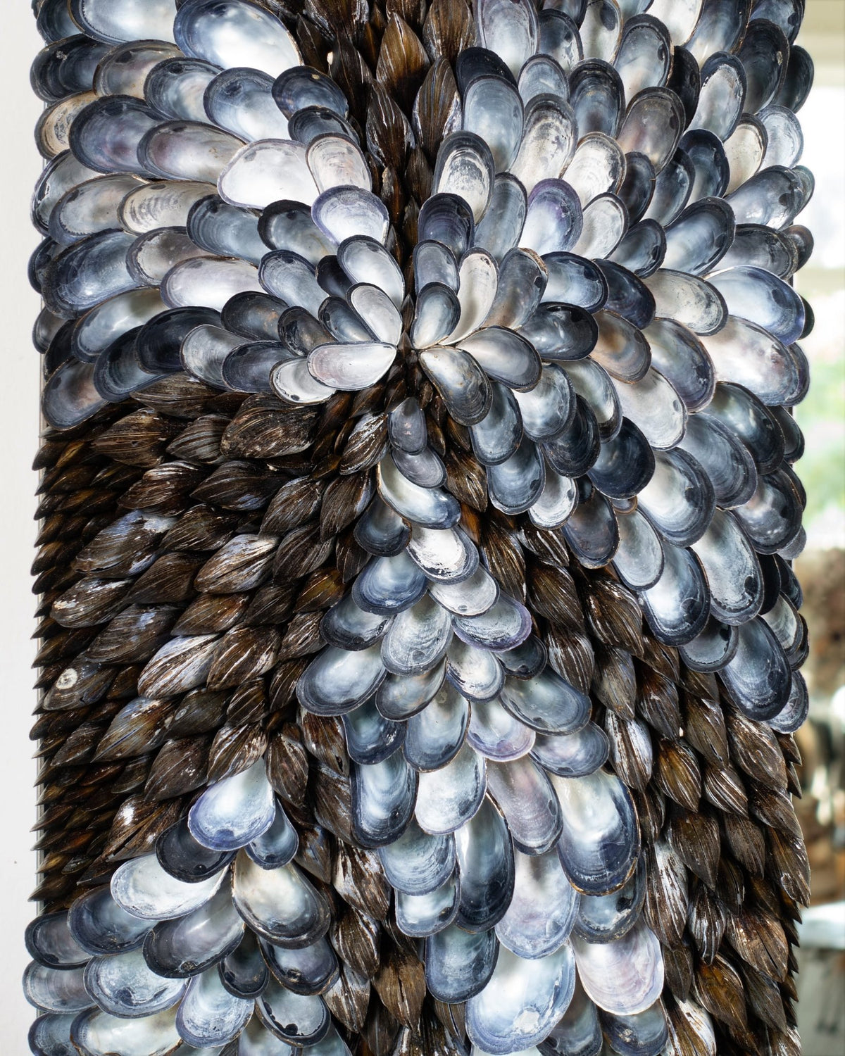 Detail of the swirling blue mussels on Blue Flow